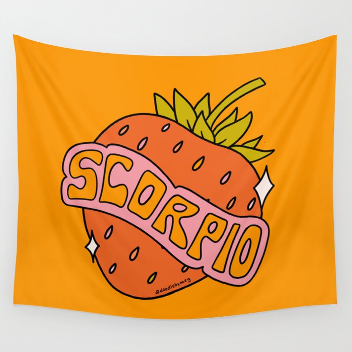 Scorpio Strawberry Wall Tapestry Gallery Image 1