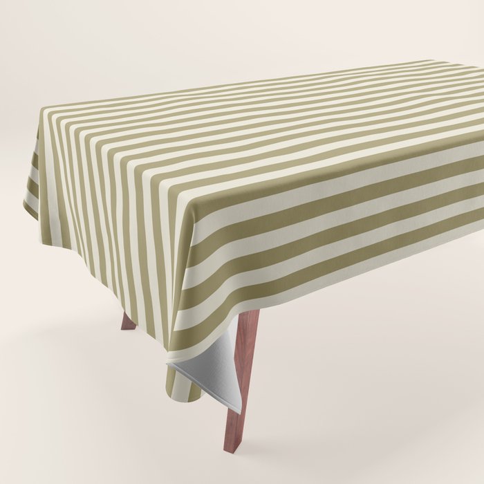 Olive Green Stripes Tablecloth Gallery Image 1