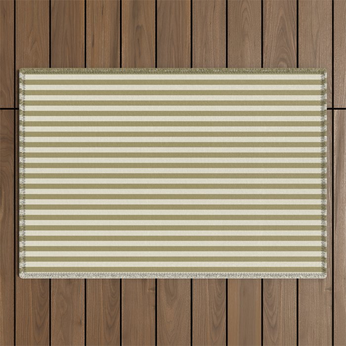 Olive Green Stripes Outdoor Rug Gallery Image 1