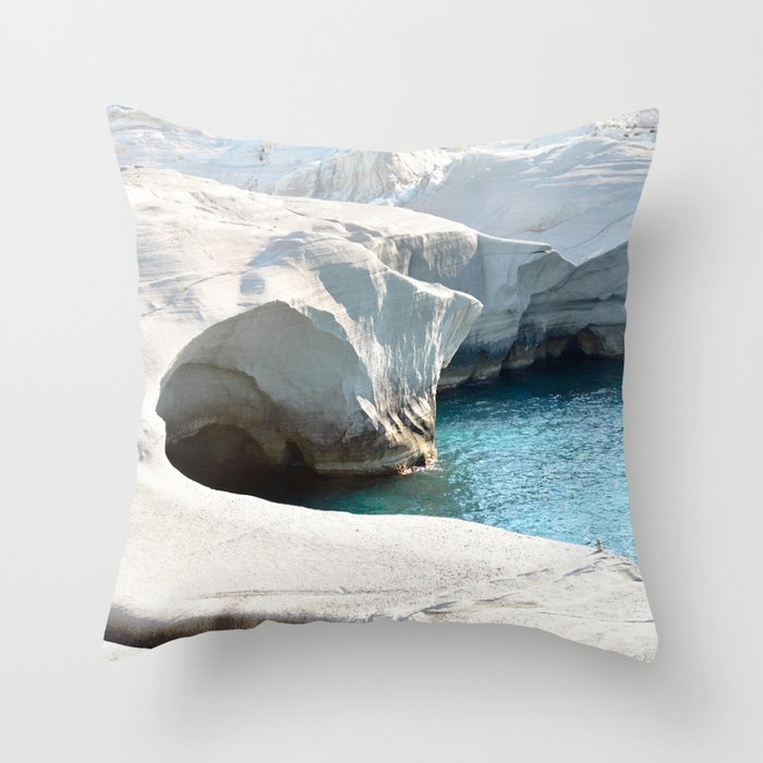 Milos Sarakiniko Beach Throw Pillow Gallery Image 1