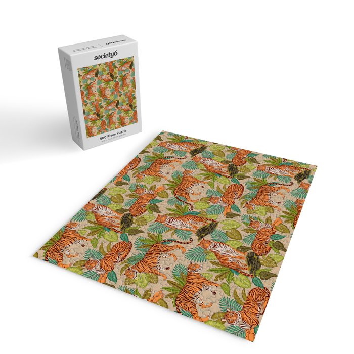 Jungle Tigers In Sand Brown Jigsaw Puzzle Gallery Image 2