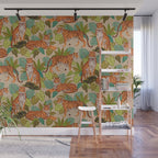 Jungle Tigers In Sand Brown Wall Mural Gallery Image 1
