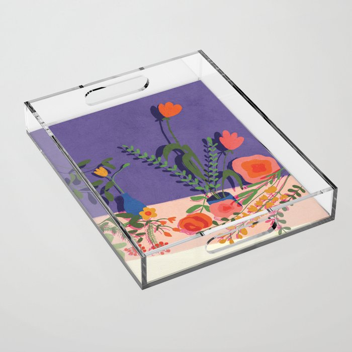 Flowers in violet room Acrylic Tray Gallery Image 1