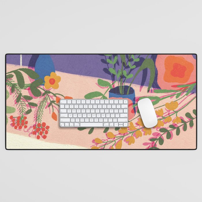 Flowers in violet room Desk Mat Gallery Image 1
