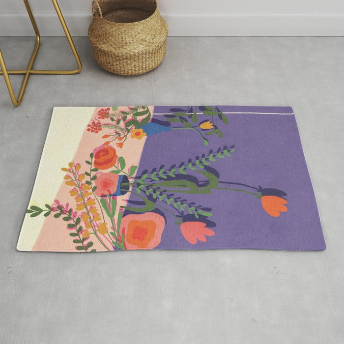 Flowers in violet room Rug Gallery Image 1