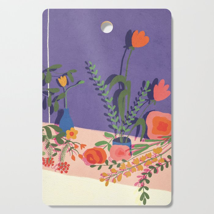 Flowers in violet room Cutting Board Gallery Image 1