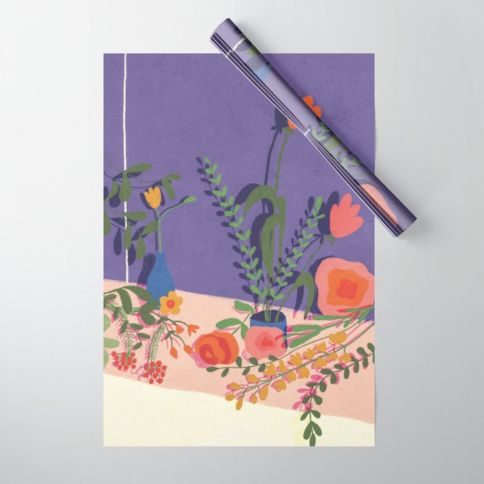 Flowers in violet room Wrapping Paper Gallery Image 1
