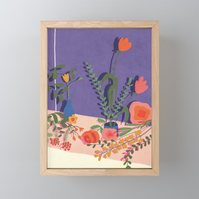Flowers in violet room Mini Art Print Gallery Image 1