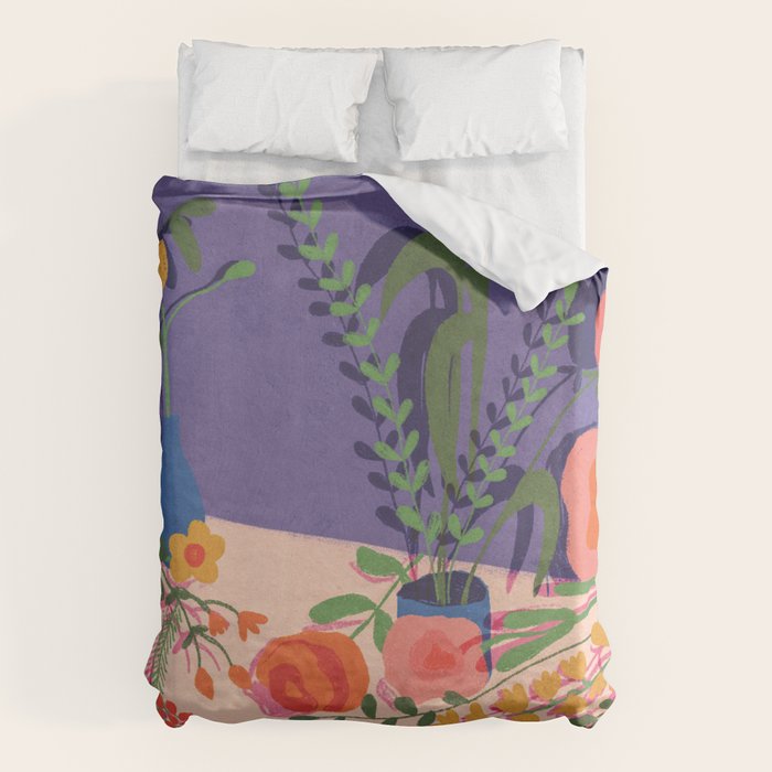 Flowers in violet room Duvet Cover Gallery Image 6