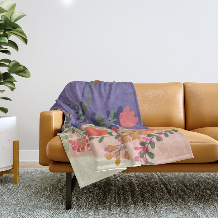 Flowers in violet room Throw Blanket Gallery Image 1