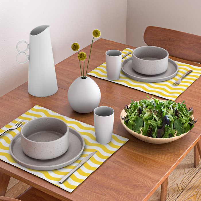 Wavy Stripes Patten Yellow Placemat Gallery Image 2