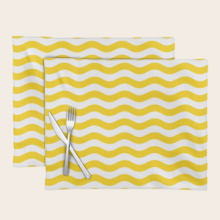 Wavy Stripes Patten Yellow Placemat Gallery Image 1
