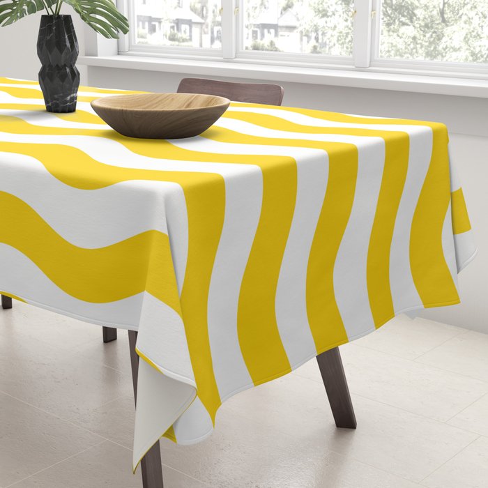 Wavy Stripes Patten Yellow Tablecloth Gallery Image 3