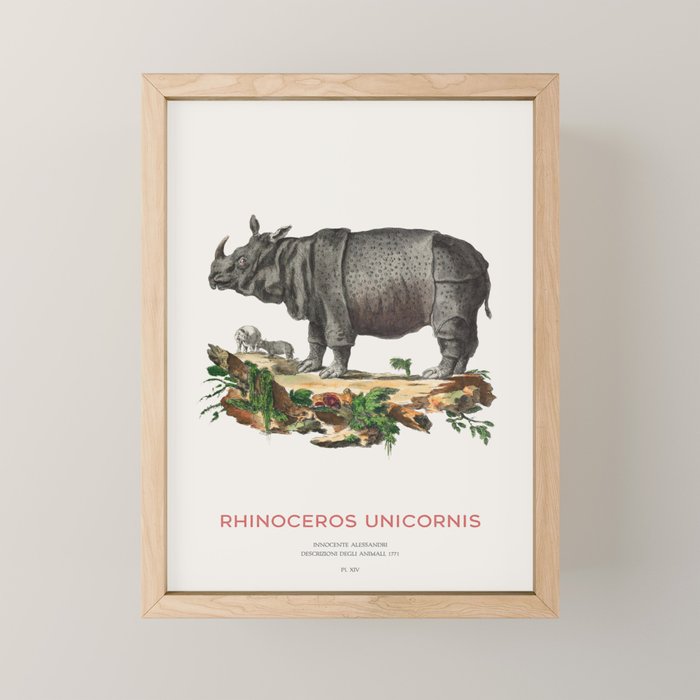 Indian Rhino Retro Art Mini Art Print