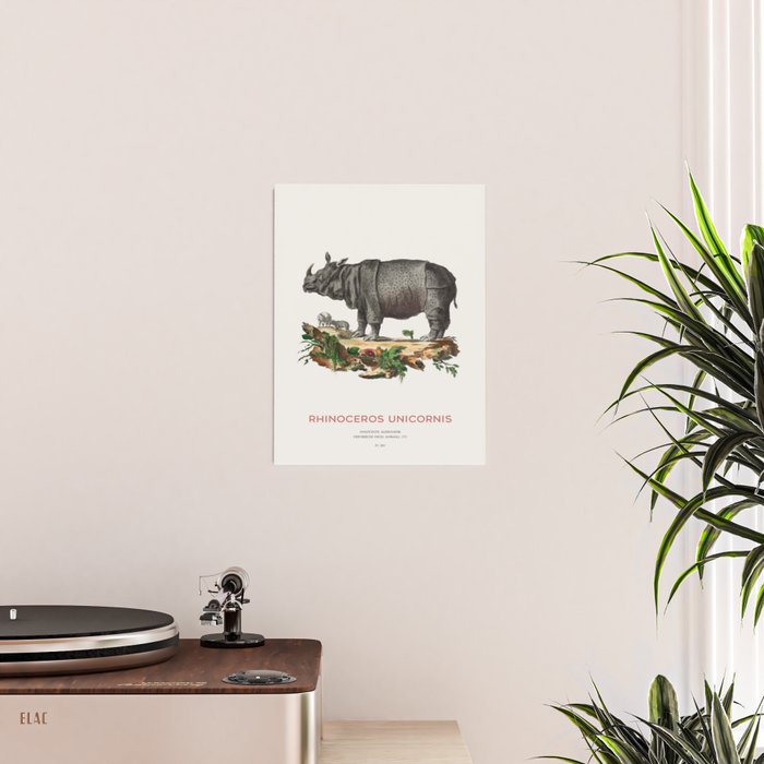 Indian Rhino Retro Art Poster Gallery Image 2