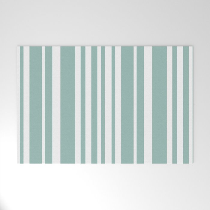 Classic Stripes XXXVII - Sage Green Welcome Mat Gallery Image 1