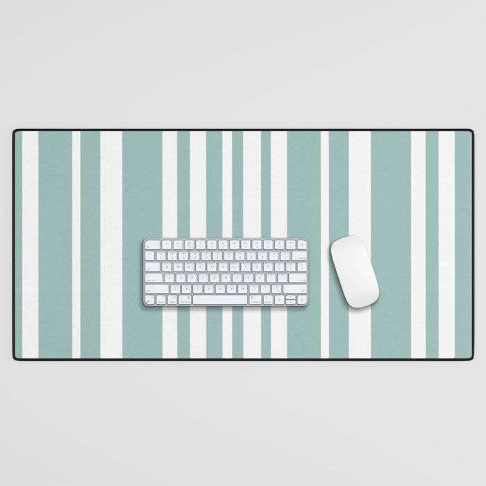 Classic Stripes XXXVII - Sage Green Desk Mat Gallery Image 1