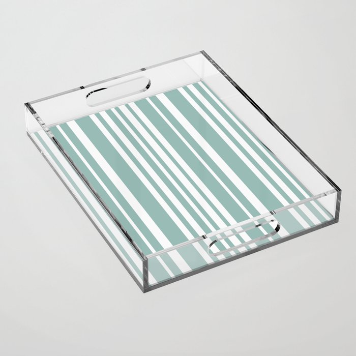 Classic Stripes XXXVII - Sage Green Acrylic Tray Gallery Image 1