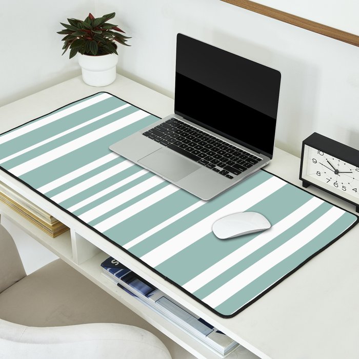 Classic Stripes XXXVII - Sage Green Desk Mat Gallery Image 2