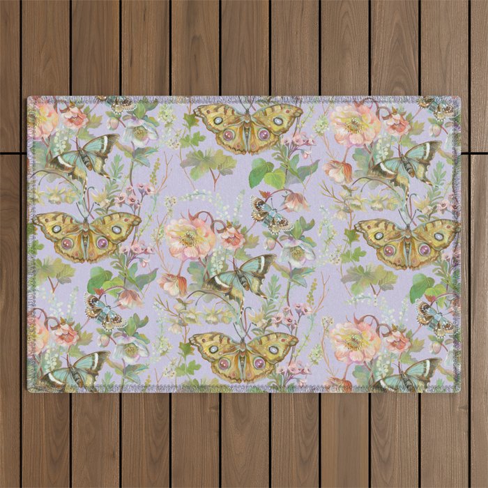 Butterfly Purple Garden Outdoor Rug Gallery Image 1