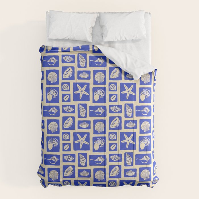 Vintage marine seashell mosaic art pattern Comforter Gallery Image 6
