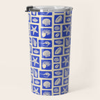 Vintage marine seashell mosaic art pattern Travel Mug Gallery Image 3