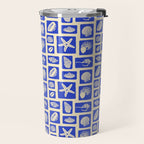 Vintage marine seashell mosaic art pattern Travel Mug Gallery Image 2