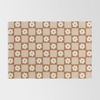 Retro Flower Checker in Brown Rug Gallery Image 2