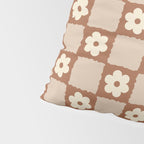 Retro Flower Checker in Brown Pillow Sham Gallery Image 4