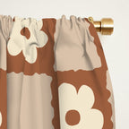 Retro Flower Checker in Brown Window Curtain Gallery Image 2