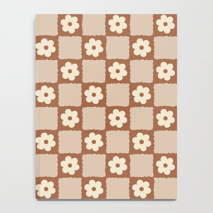 Retro Flower Checker in Brown Notebook Gallery Image 4