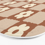 Retro Flower Checker in Brown Bath Mat Gallery Image 3
