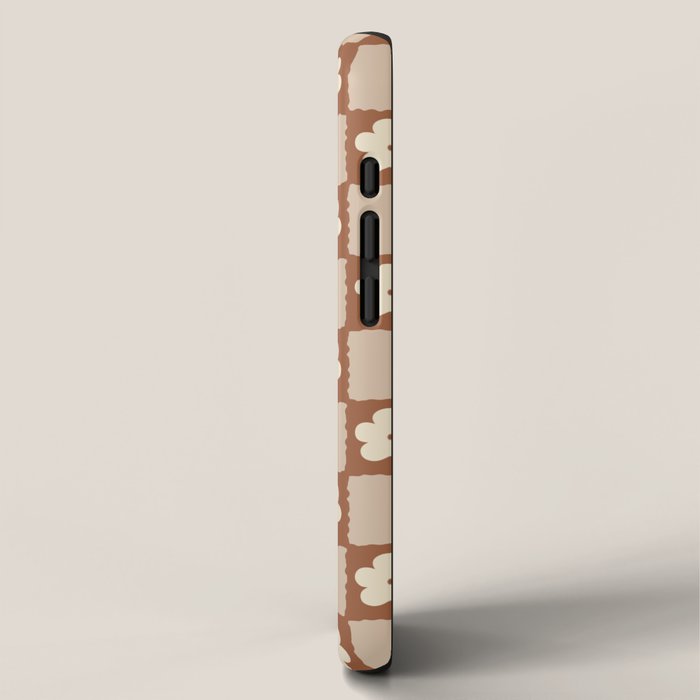 Retro Flower Checker in Brown iPhone Case Gallery Image 2