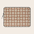 Retro Flower Checker in Brown Laptop Sleeve Gallery Image 1