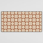 Retro Flower Checker in Brown Desk Mat Gallery Image 3