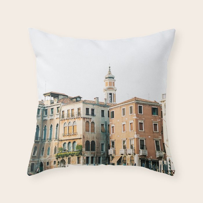 Travel photography | Architecture of Venice | Pastel colored buildings and the canals | Italy Throw Pillow Gallery Image 6