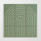 Minimal Arch XXXVII Natural Green Modern Geometric Lines Wood Wall Art Gallery Image 1