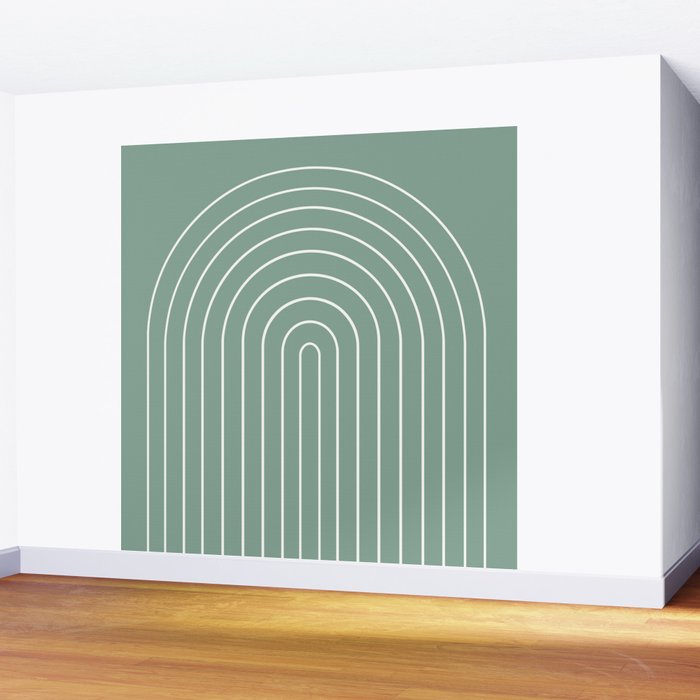 Minimal Arch XXXVII Natural Green Modern Geometric Lines Wall Mural Gallery Image 2