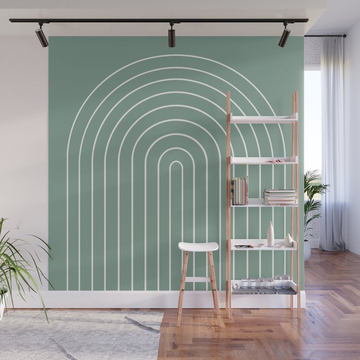 Minimal Arch XXXVII Natural Green Modern Geometric Lines Wall Mural Gallery Image 1