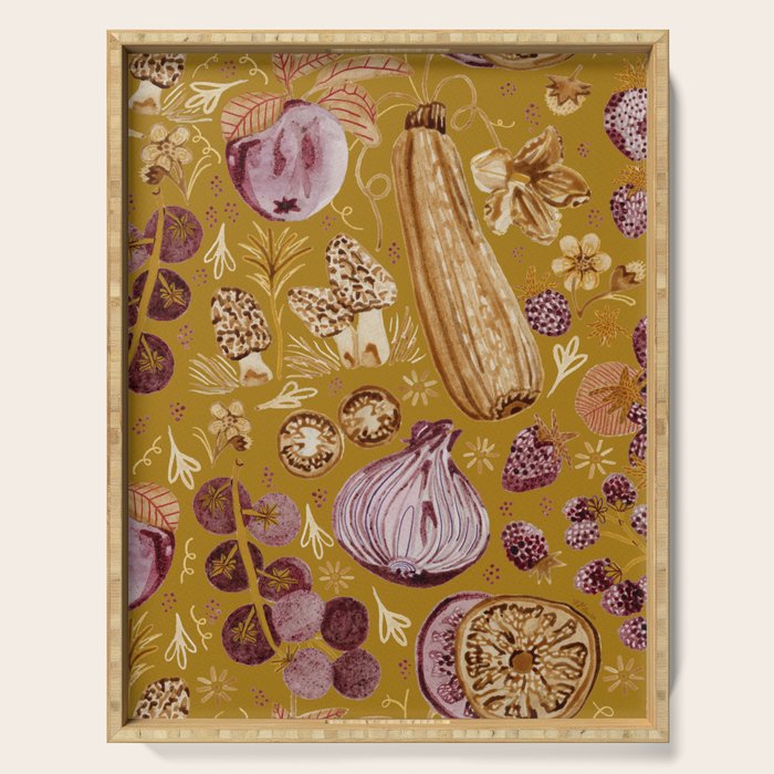 Garden Vegetables & Fresh Fruit in Harvest Yellow Serving Tray Gallery Image 1