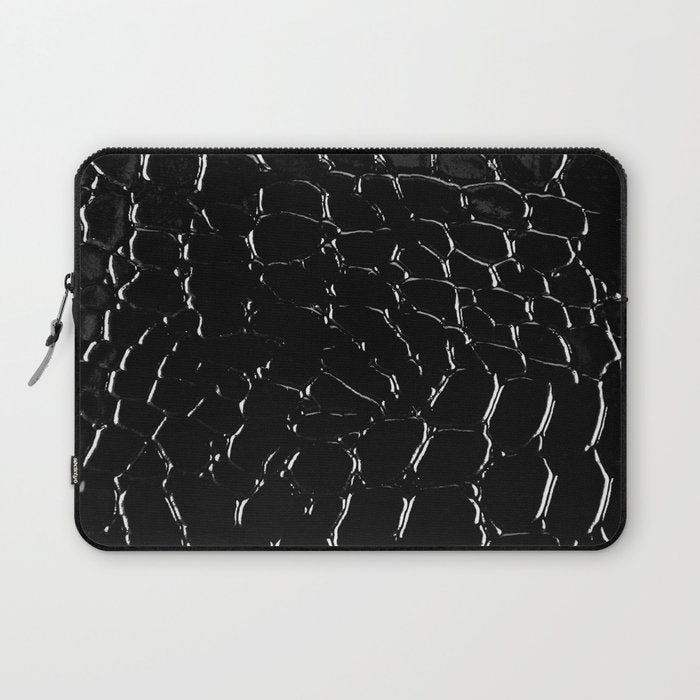 Exotic Black Crocodile Patent Leather Laptop Sleeve