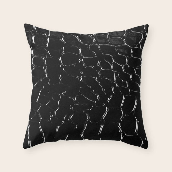 Exotic Black Crocodile Patent Leather Throw Pillow Gallery Image 6