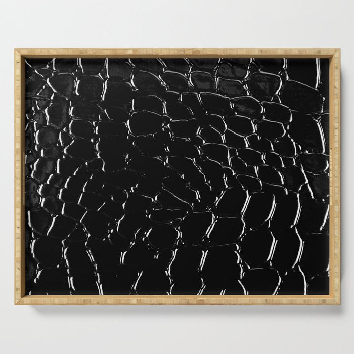 Exotic Black Crocodile Patent Leather Serving Tray Gallery Image 1