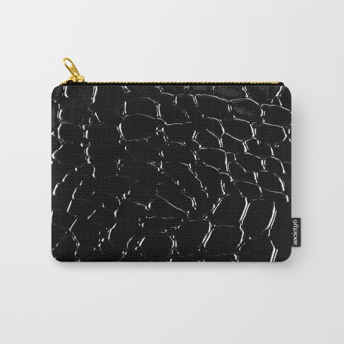 Exotic Black Crocodile Patent Leather Carry All Pouch Gallery Image 1