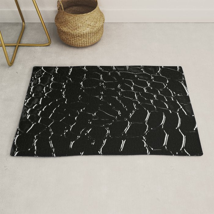 Exotic Black Crocodile Patent Leather Rug Gallery Image 1