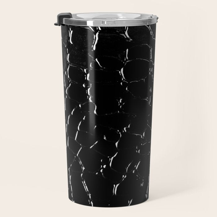 Exotic Black Crocodile Patent Leather Travel Mug Gallery Image 3