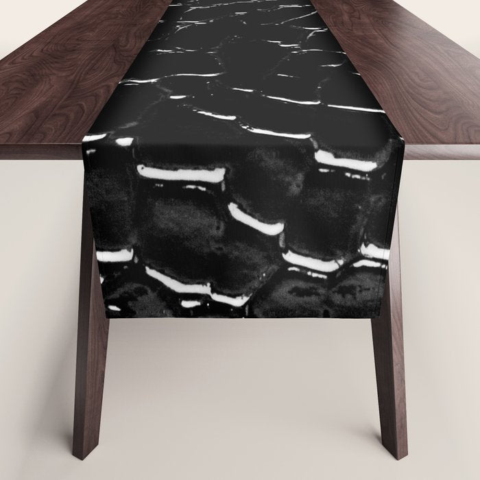 Exotic Black Crocodile Patent Leather Table Runner Gallery Image 1