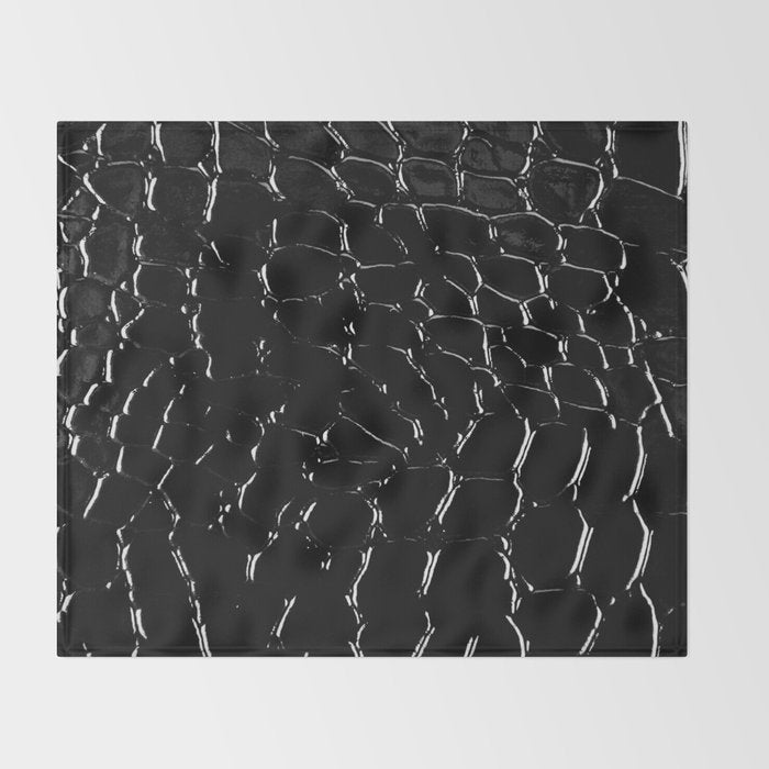 Exotic Black Crocodile Patent Leather Throw Blanket Gallery Image 2