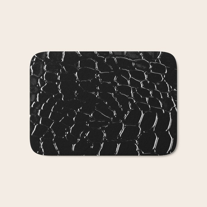 Exotic Black Crocodile Patent Leather Bath Mat Gallery Image 1