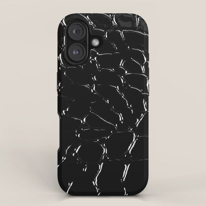 Exotic Black Crocodile Patent Leather iPhone Case Gallery Image 1
